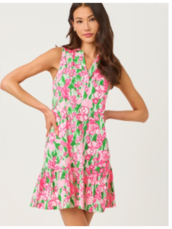 Lilly Pulitzer Dresses & Skirts - Lilly Pulitzer Pink & Green Floral Shift Dress with Collar.  New with tags.
